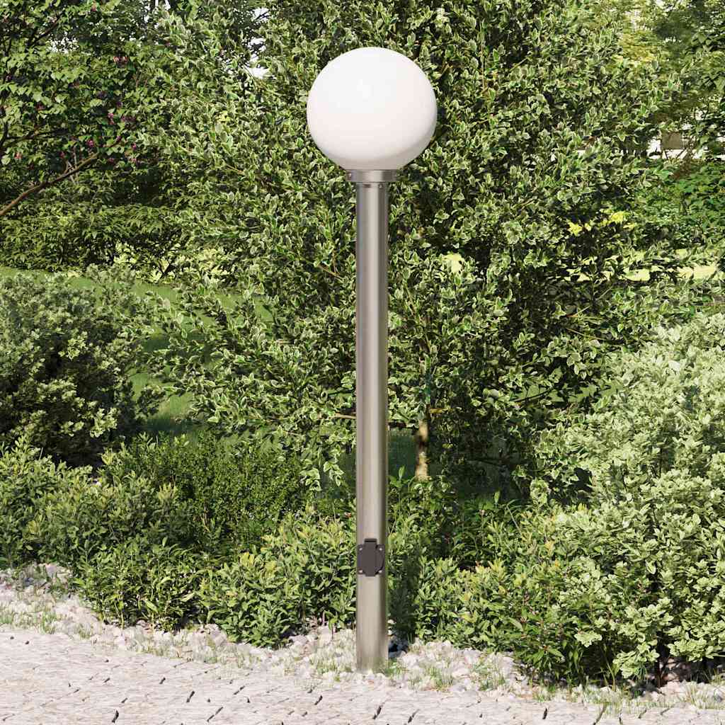 pullertlampe med stikkontakt 120 cm rustfrit stål IP44