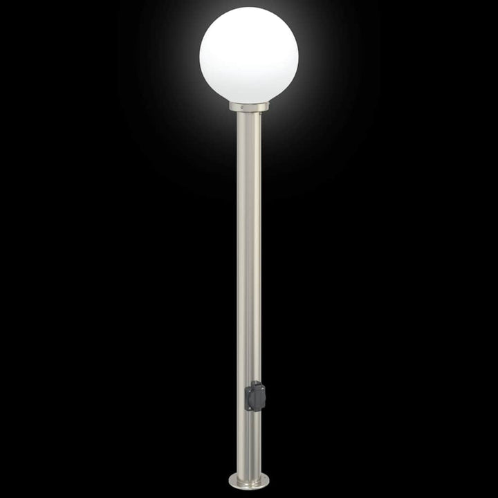 pullertlampe med stikkontakt 120 cm rustfrit stål IP44
