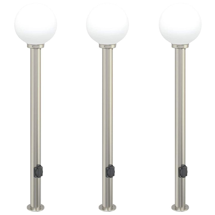 pullertlamper med stikkontakt 3 stk. 120 cm rustfrit stål IP44