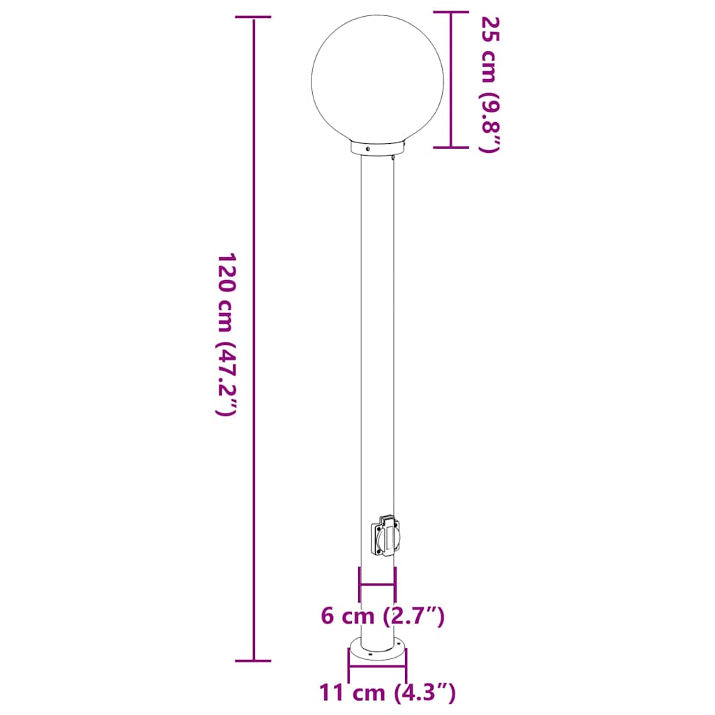 pullertlamper med stikkontakt 3 stk. 120 cm rustfrit stål IP44