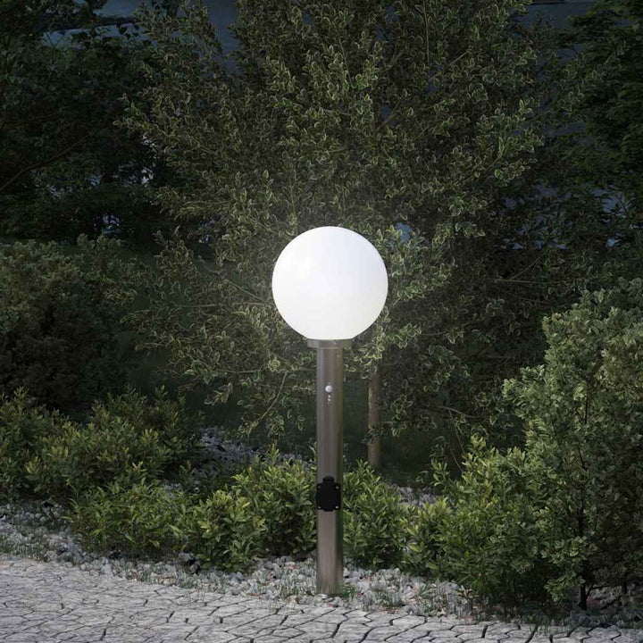 pullertlampe med sensor og stikkontakt 80 cm rustfrit stål IP44