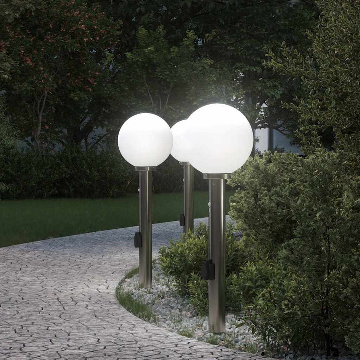 pullertlamper med sensor og stikkontakt 3 stk. 80 cm rustfrit stål IP44