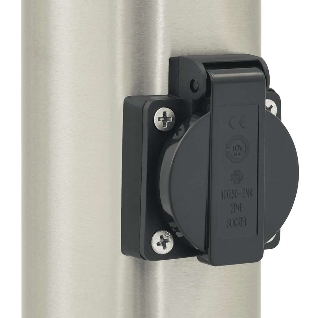 pullertlampe med sensor og stikkontakt 120 cm rustfrit stål IP44