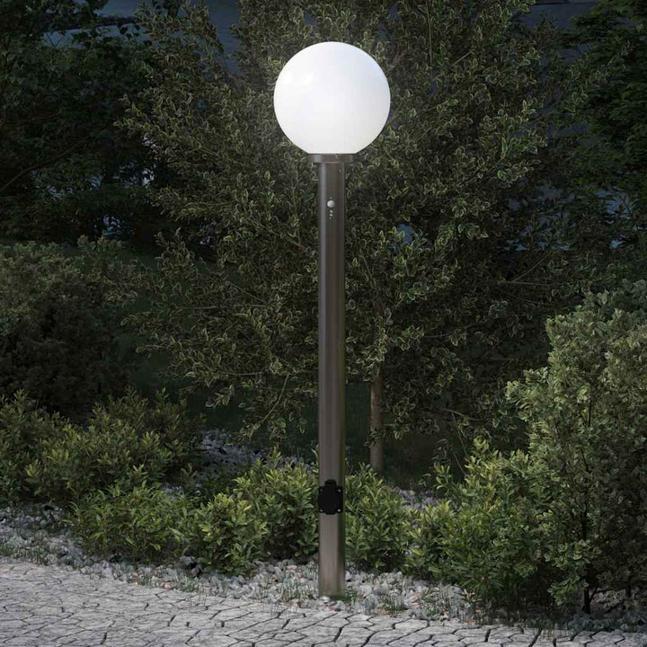 pullertlampe med sensor og stikkontakt 120 cm rustfrit stål IP44