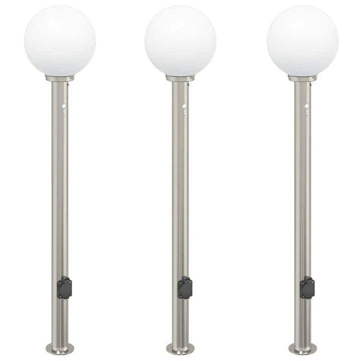 pullertlamper med sensor og stikkontakt 3 stk. 120 cm rustfrit stål IP44