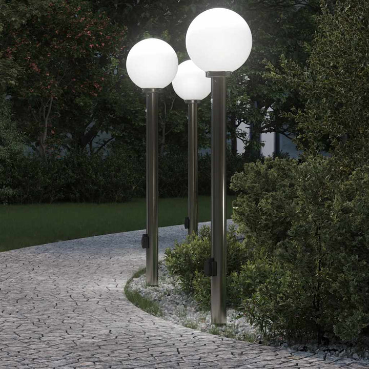 pullertlamper med sensor og stikkontakt 3 stk. 120 cm rustfrit stål IP44