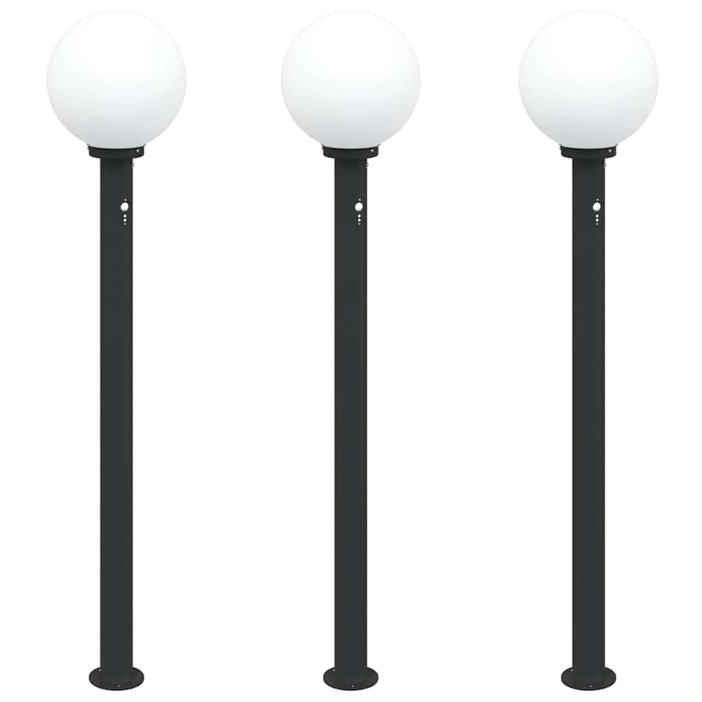 pullertlamper med sensor 3 stk. 120 cm sort IP44