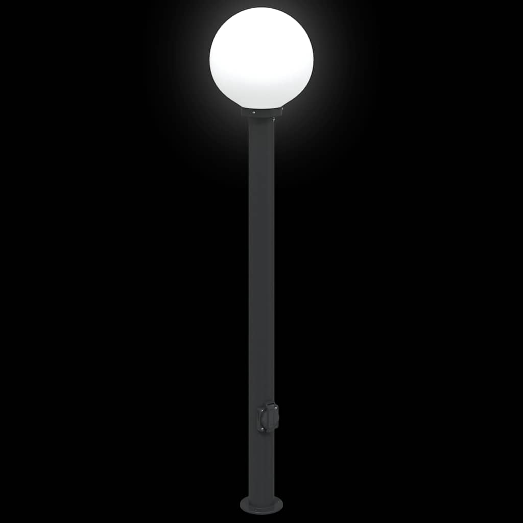 pullertlamper med stikkontakt 3 stk. 120 cm sort IP44