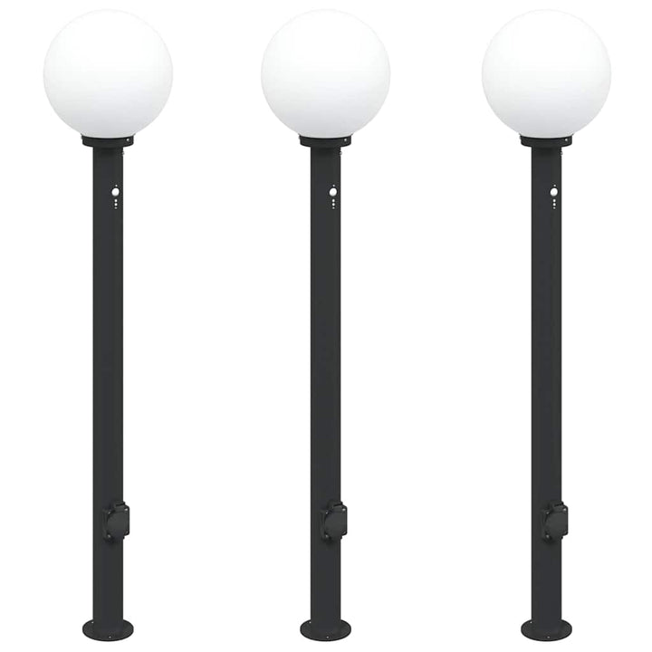 pullertlamper med sensor og stikkontakt 3 stk. 120 cm sort IP44