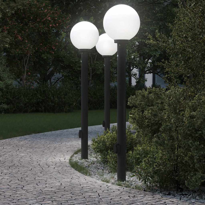 pullertlamper med sensor og stikkontakt 3 stk. 120 cm sort IP44