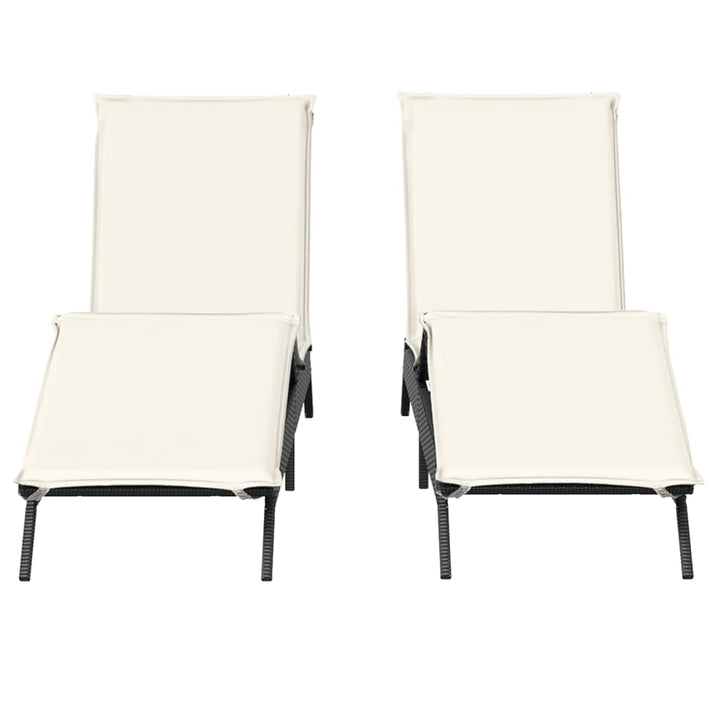 liggestole 2 stk. med hynder polyrattan sort