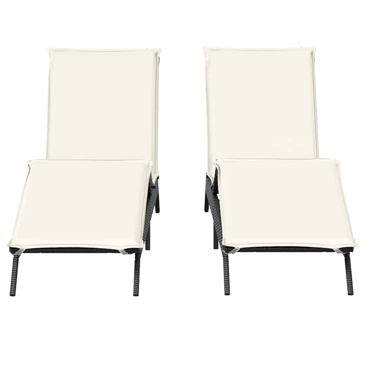 liggestole 2 stk. med hynder polyrattan sort