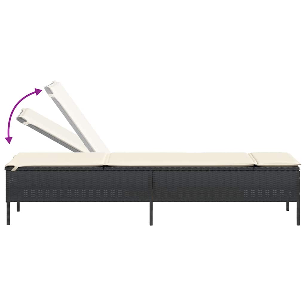 liggestole 2 stk. med hynder polyrattan sort