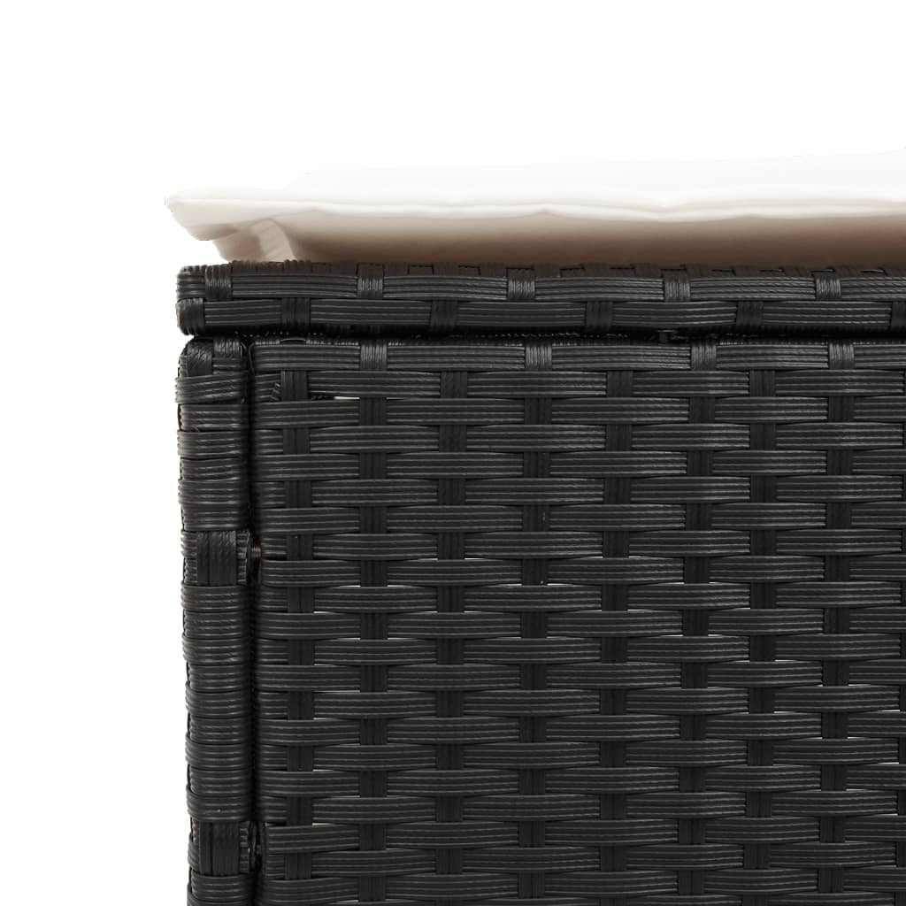liggestole 2 stk. med hynder polyrattan sort