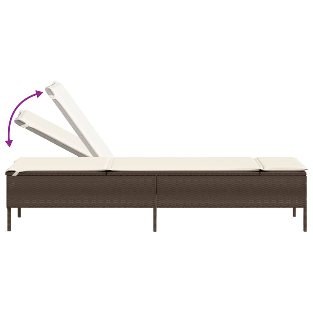 liggestole 2 stk. med hynder polyrattan brun