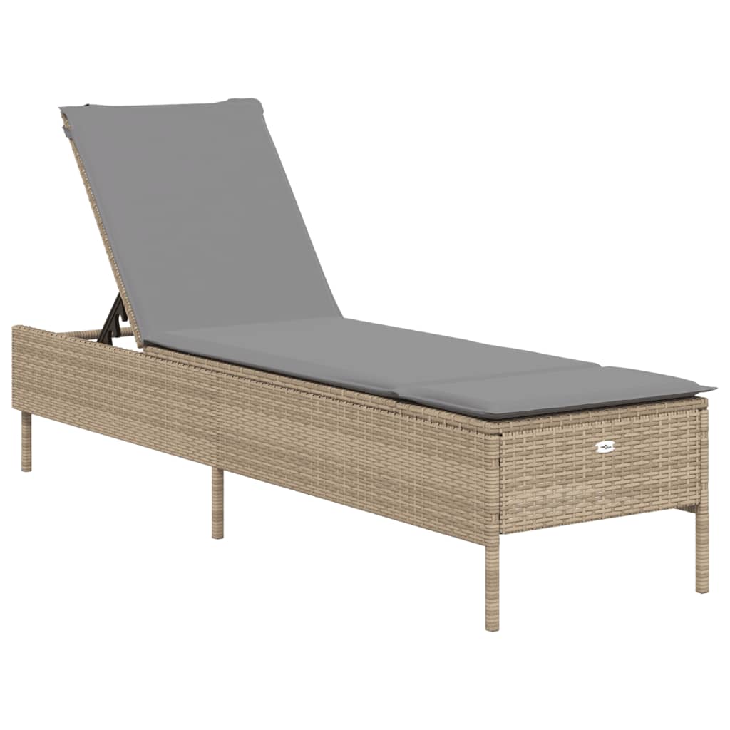 liggestole 2 stk. med hynder polyrattan beige