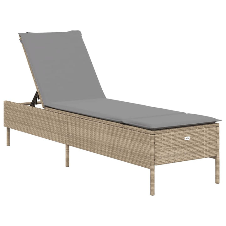 liggestole 2 stk. med hynder polyrattan beige