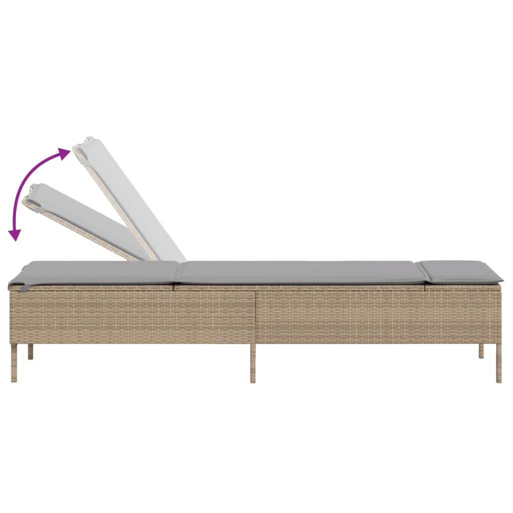 liggestole 2 stk. med hynder polyrattan beige