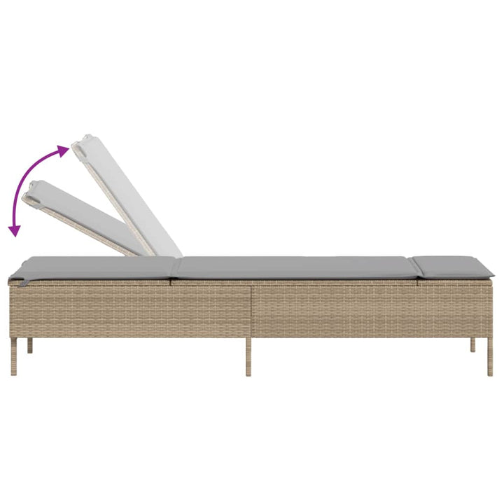 liggestole 2 stk. med hynder polyrattan beige
