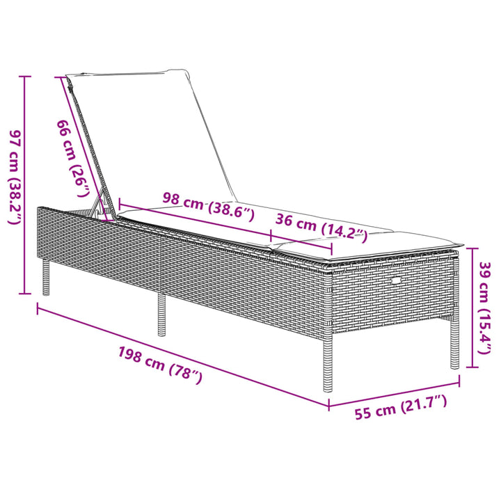 liggestole 2 stk. med hynder polyrattan beige