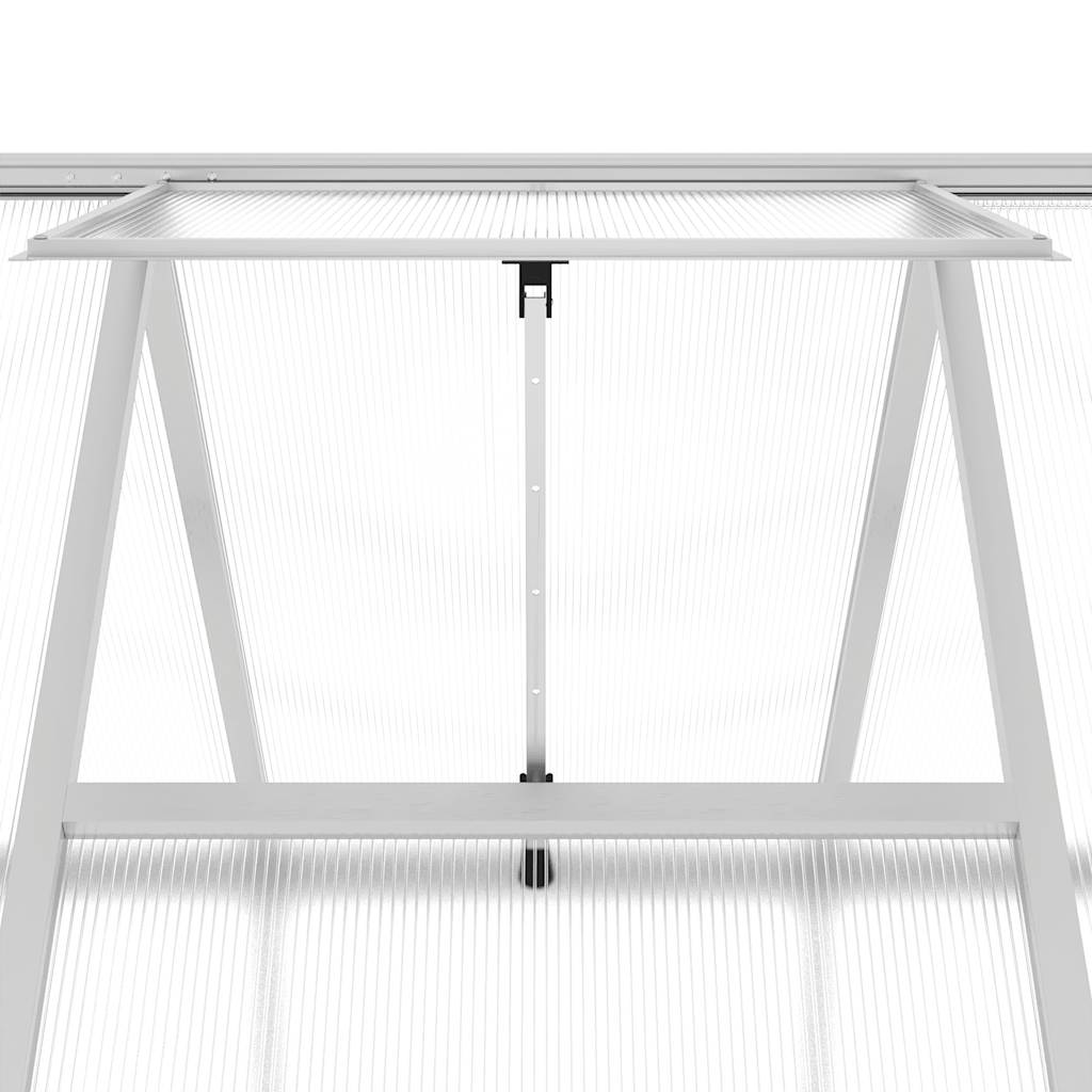 drivhus med fundamentramme 334x169x202 cm aluminium sølvfarvet