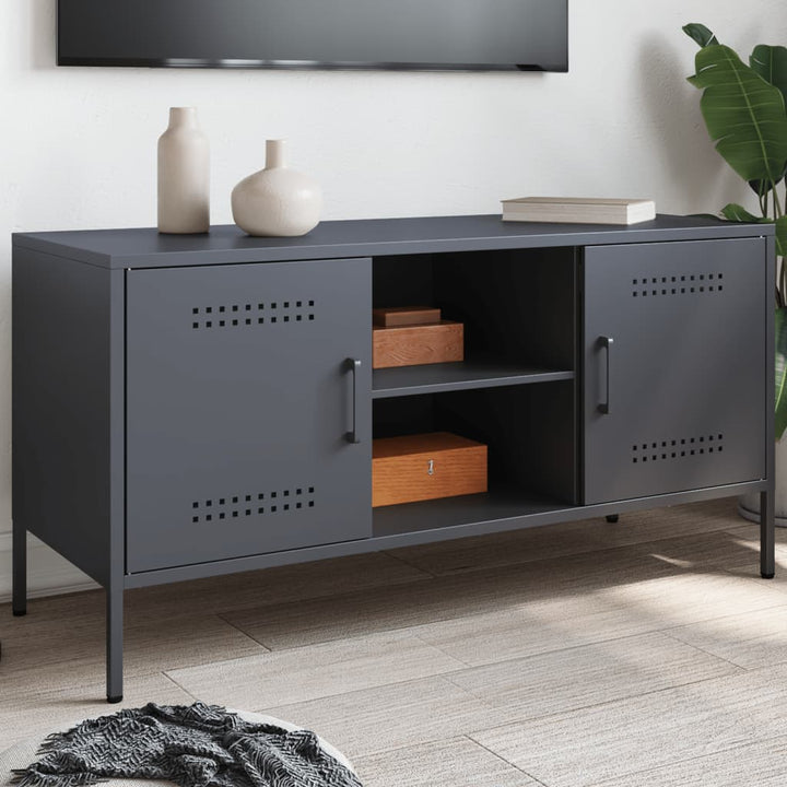 tv-bord 100,5x39x50,5 cm stål antracitgrå