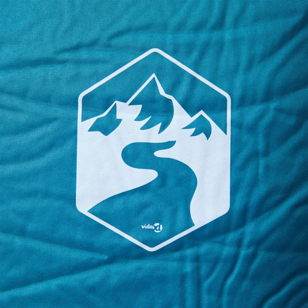 selvoppustelig campingmadras med pude turkis