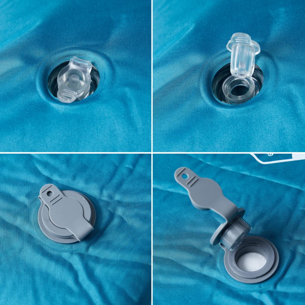 selvoppustelig campingmadras med pude turkis