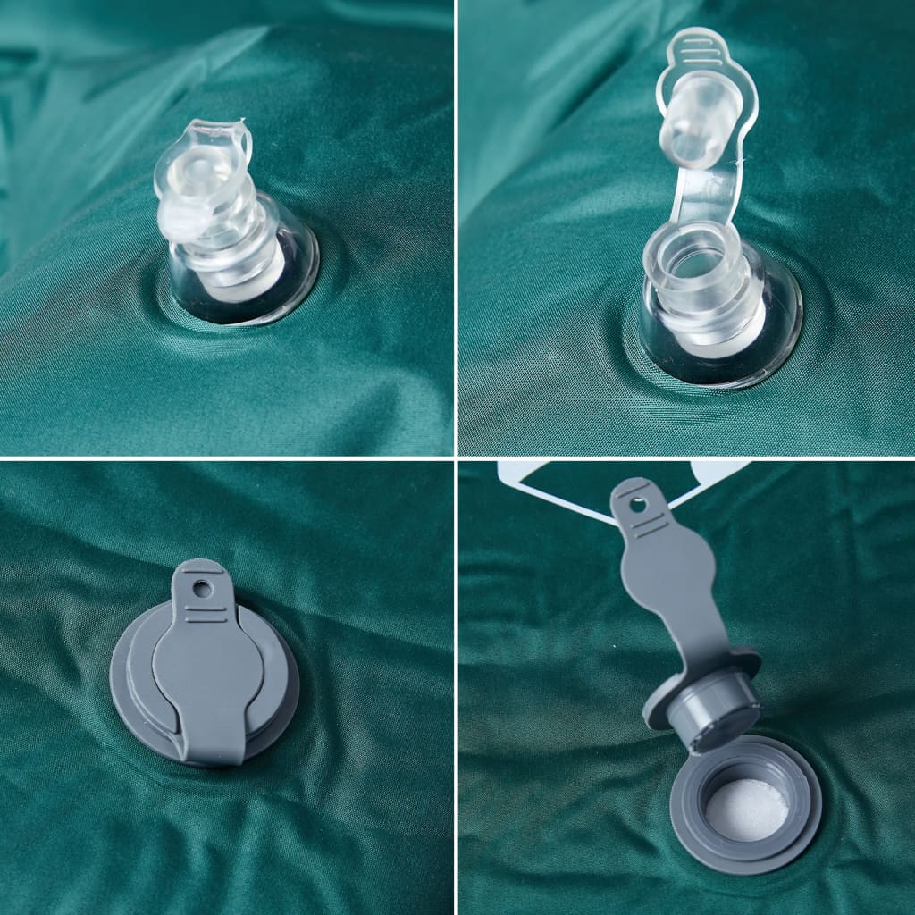 selvoppustelig campingmadras med pude grøn