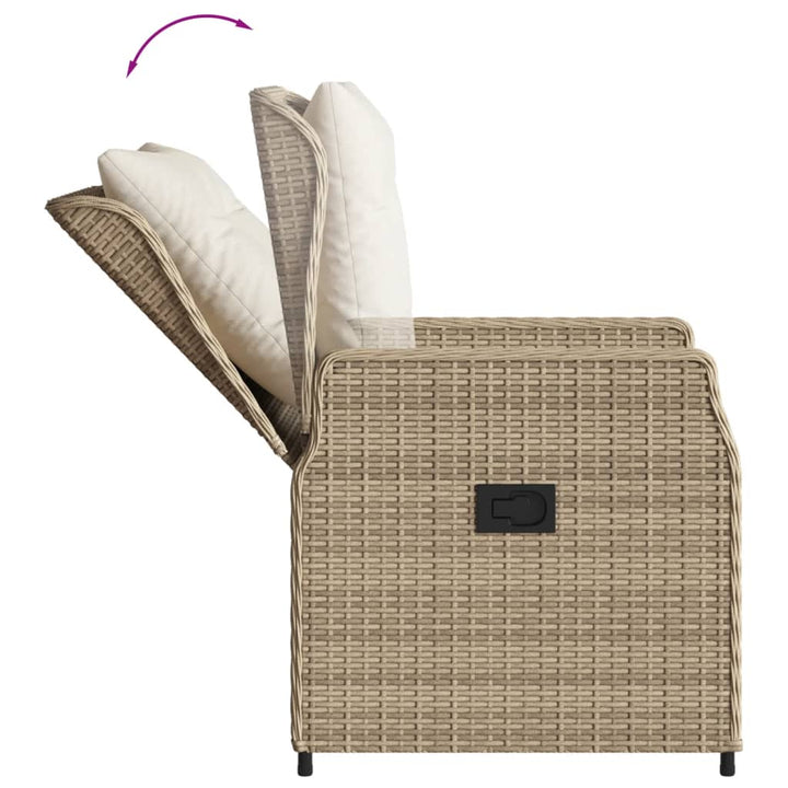 spisebordssæt til haven 5 dele med hynder polyrattan beige