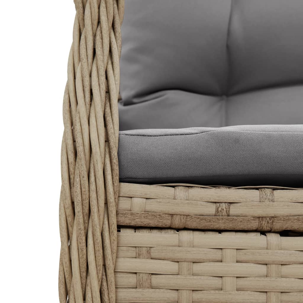 spisebordssæt til haven 9 dele med hynder polyrattan beige