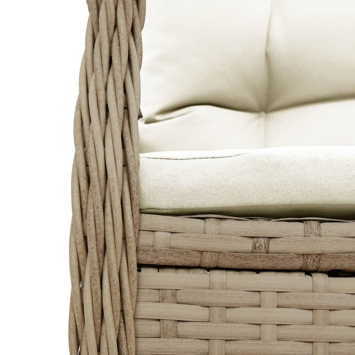 spisebordssæt til haven 9 dele med hynder polyrattan beige