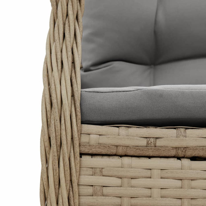 spisebordssæt til haven 5 dele med hynder polyrattan beige