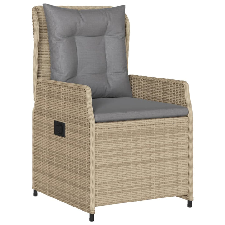 spisebordssæt til haven 3 dele med hynder polyrattan beige