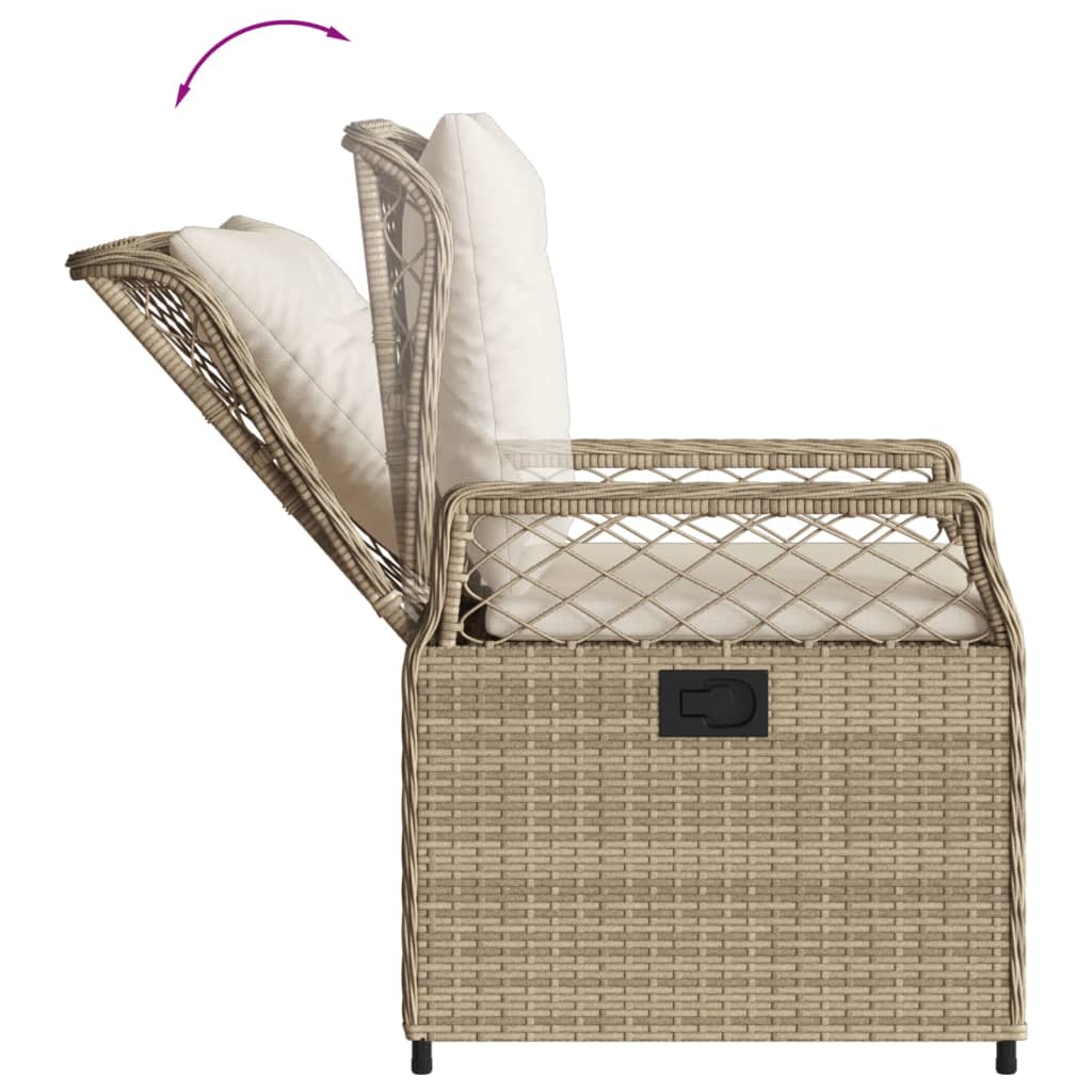 spisebordssæt til haven 7 dele med hynder polyrattan beige