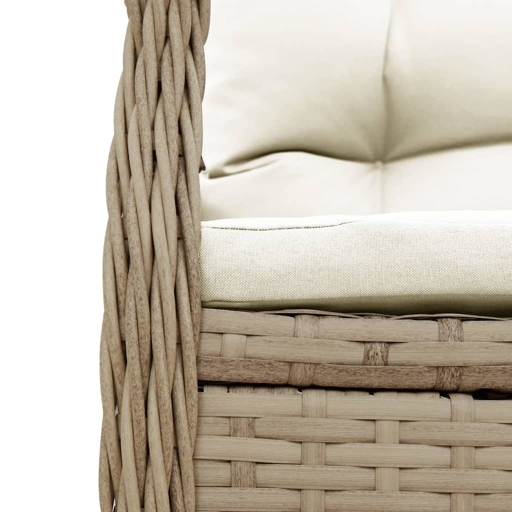spisebordssæt til haven 5 dele med hynder polyrattan beige