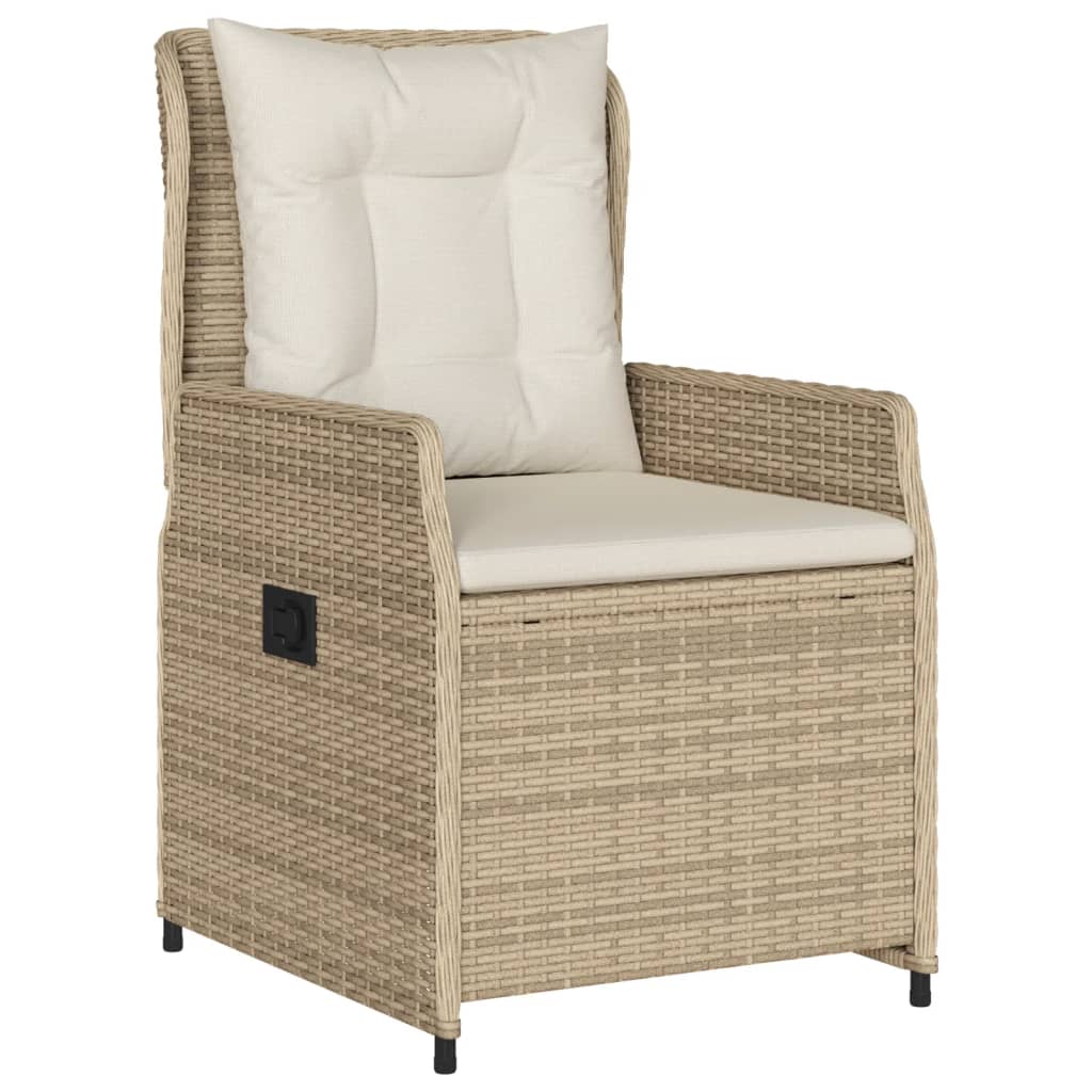 spisebordssæt til haven 3 dele med hynder polyrattan beige