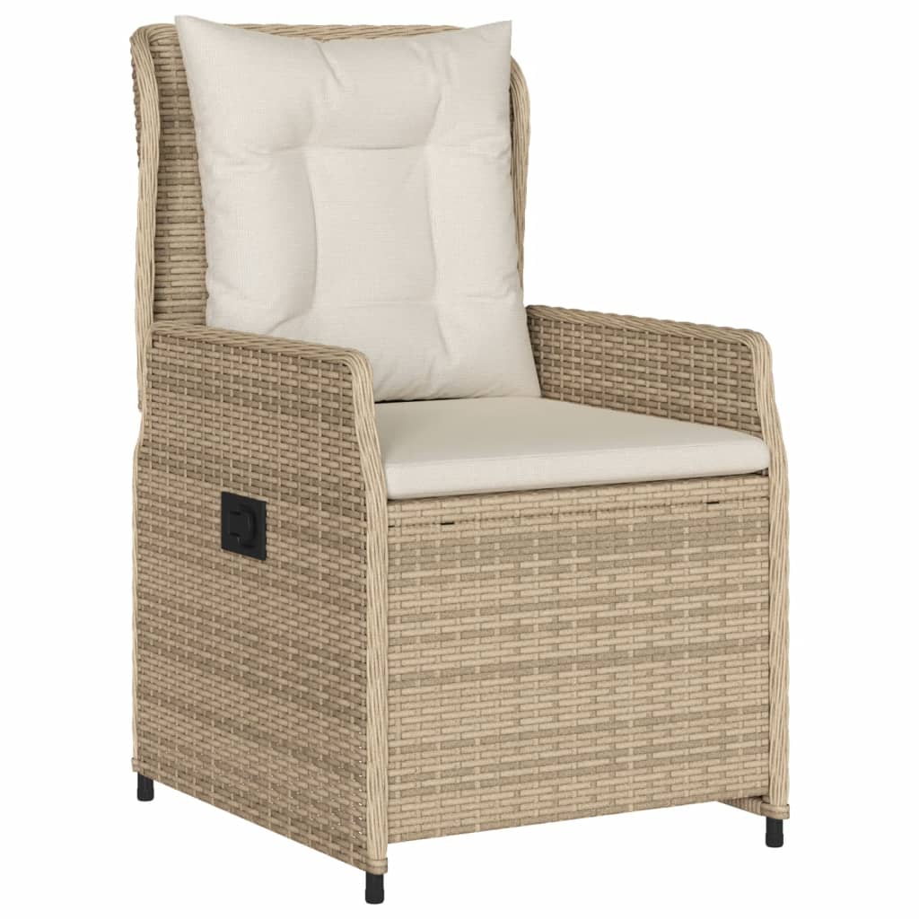 spisebordssæt til haven 5 dele med hynder polyrattan beige