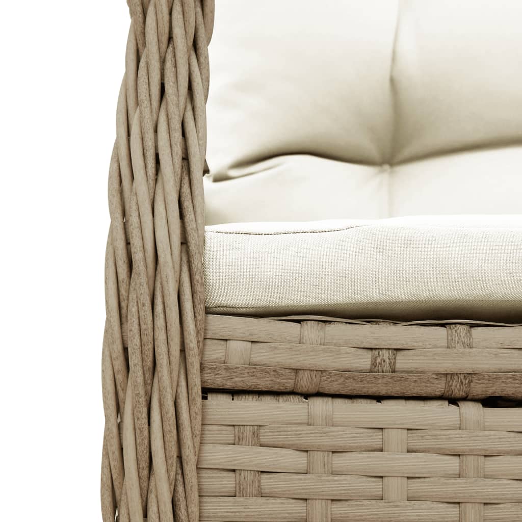 spisebordssæt til haven 5 dele med hynder polyrattan beige