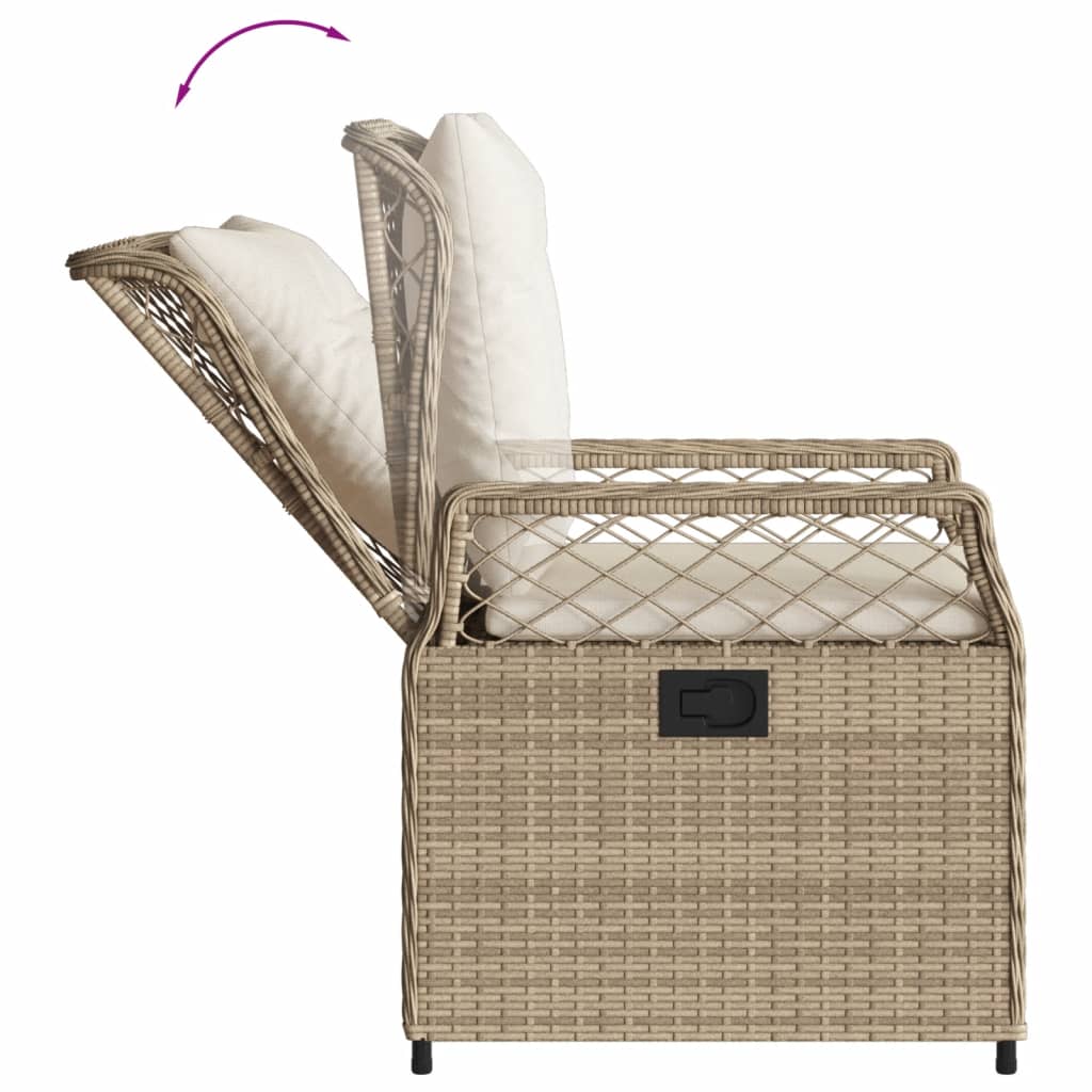spisebordssæt til haven 9 dele med hynder polyrattan beige
