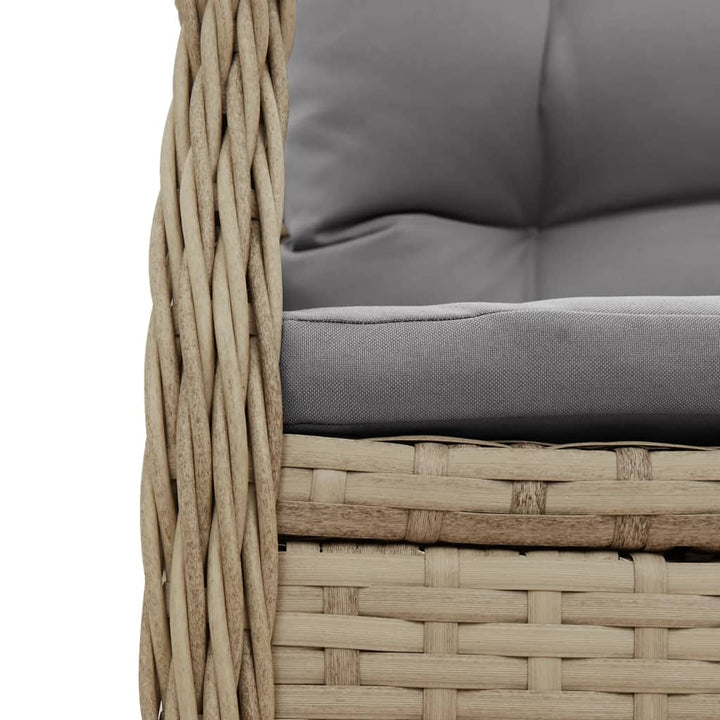 spisebordssæt til haven 3 dele med hynder polyrattan beige