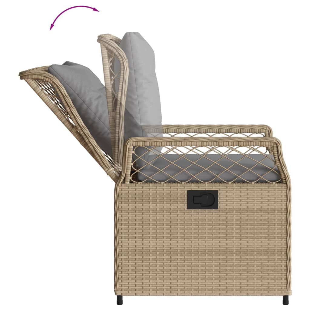 spisebordssæt til haven 9 dele med hynder polyrattan beige