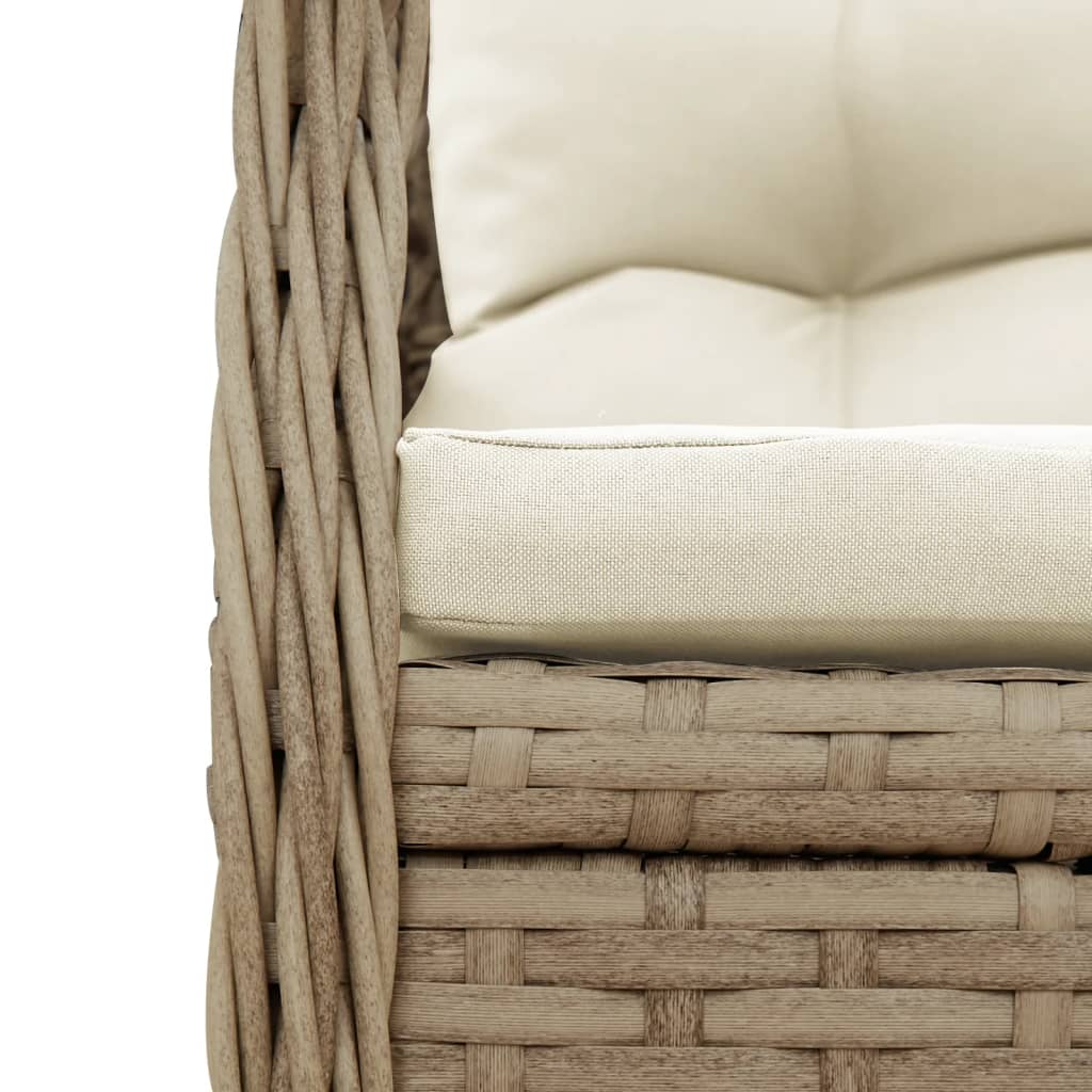 spisebordssæt til haven 7 dele med hynder polyrattan beige