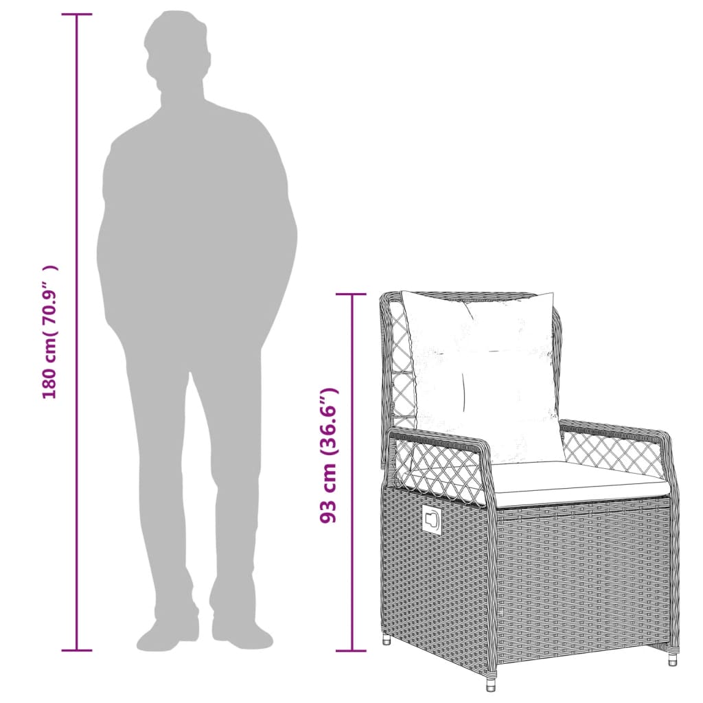 spisebordssæt til haven 7 dele med hynder polyrattan lysegrå