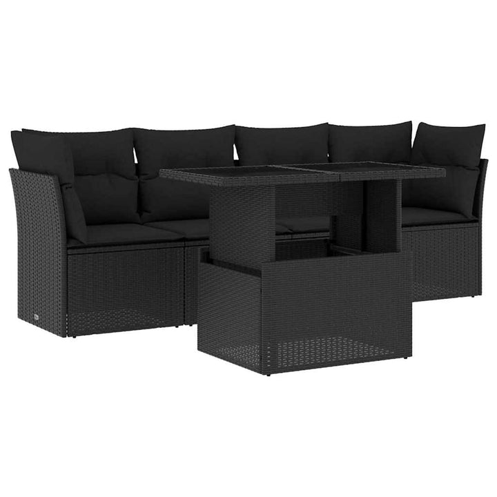 sofasæt til haven 5 dele med hynder polyrattan sort