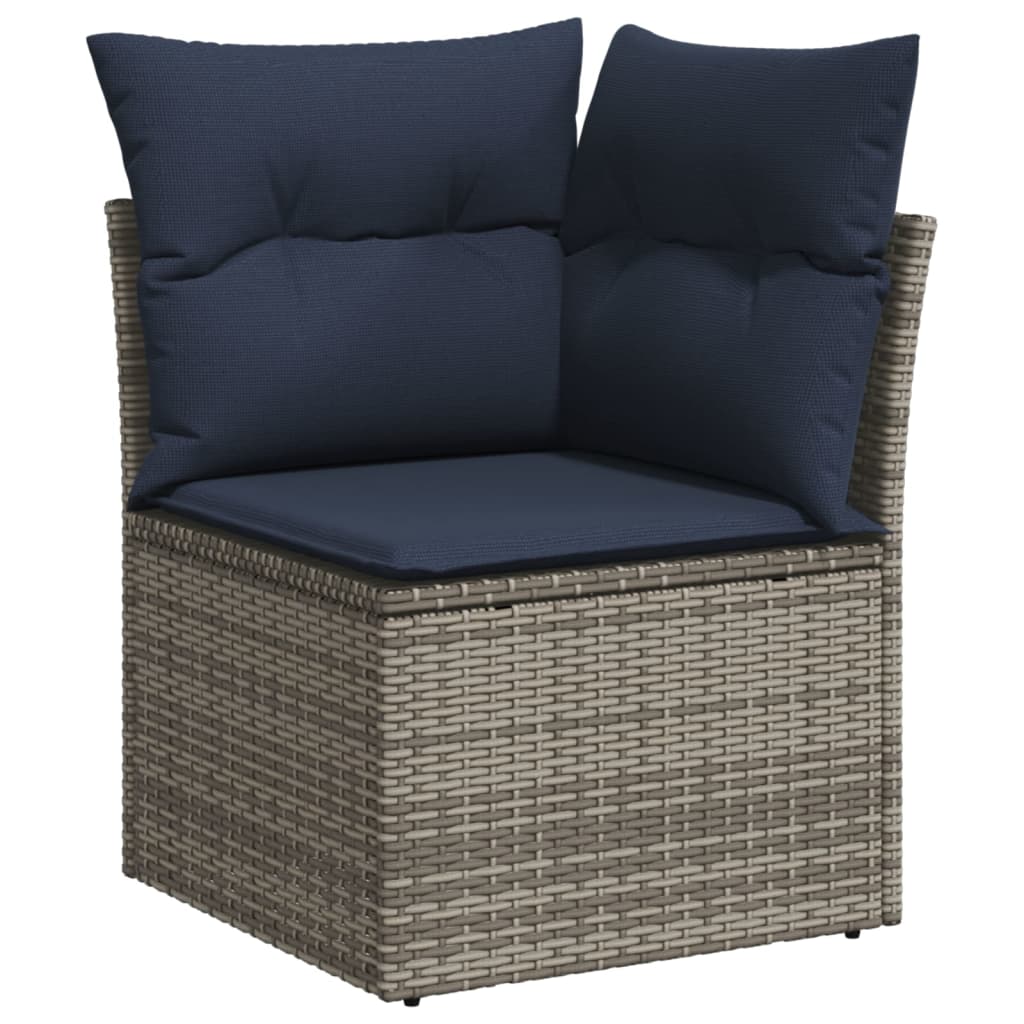 havesofasæt med 5 dele og hynder grå polyrattan