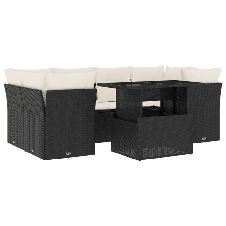 sofasæt til haven 7 dele med hynder polyrattan sort