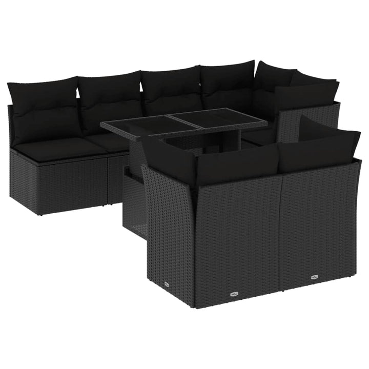 sofasæt til haven 8 dele med hynder polyrattan sort