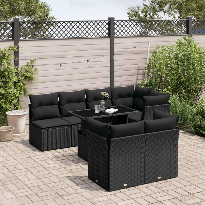 sofasæt til haven 8 dele med hynder polyrattan sort