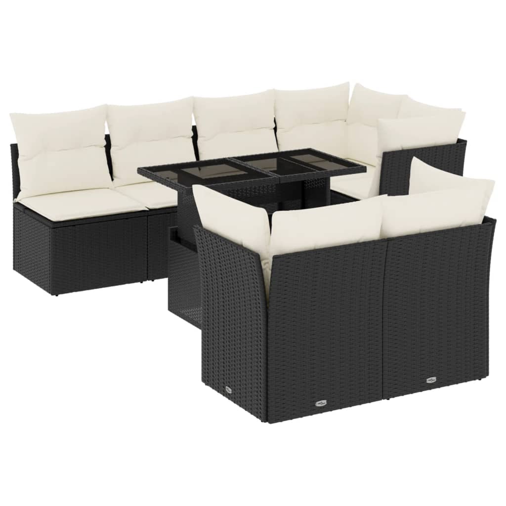 sofasæt til haven 8 dele med hynder polyrattan sort